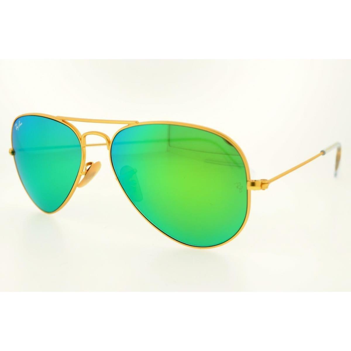 Rayban Sunglasses Aviator 3025 112/19 55MM Matte Gold Frame with Green Mirror LE