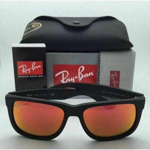 Ray-Ban sunglasses JUSTIN - Matte Black / Satin Black Frame, Green-Grey w/ Red Mirror Lens 9