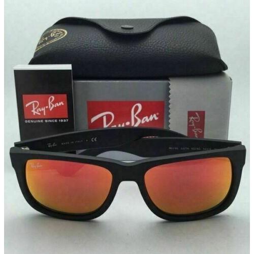 Ray-Ban sunglasses JUSTIN - Matte Black / Satin Black Frame, Green-Grey w/ Red Mirror Lens 0