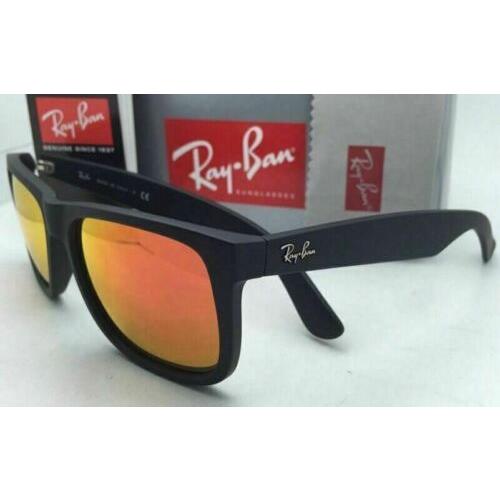Ray-Ban sunglasses JUSTIN - Matte Black / Satin Black Frame, Green-Grey w/ Red Mirror Lens 3