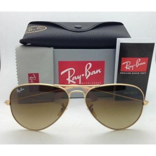 Ray-Ban sunglasses Large Metal Aviator - Matte Gold Frame, Brown Gradient Lens 9