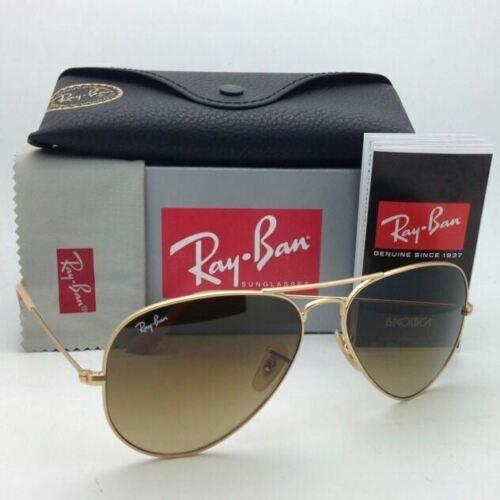 Ray-Ban sunglasses Large Metal Aviator - Matte Gold Frame, Brown Gradient Lens 10