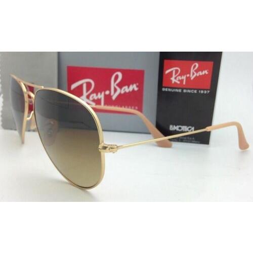 Ray-Ban sunglasses Large Metal Aviator - Matte Gold Frame, Brown Gradient Lens 4