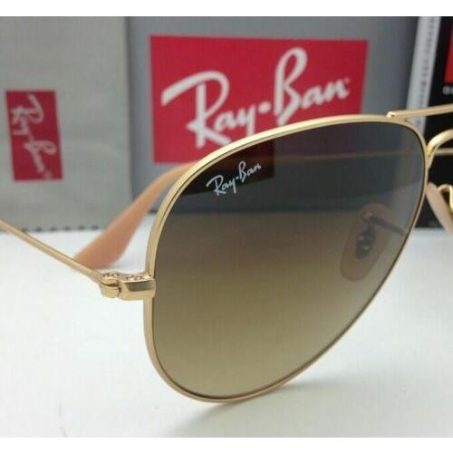 Ray-Ban sunglasses Large Metal Aviator - Matte Gold Frame, Brown Gradient Lens 5