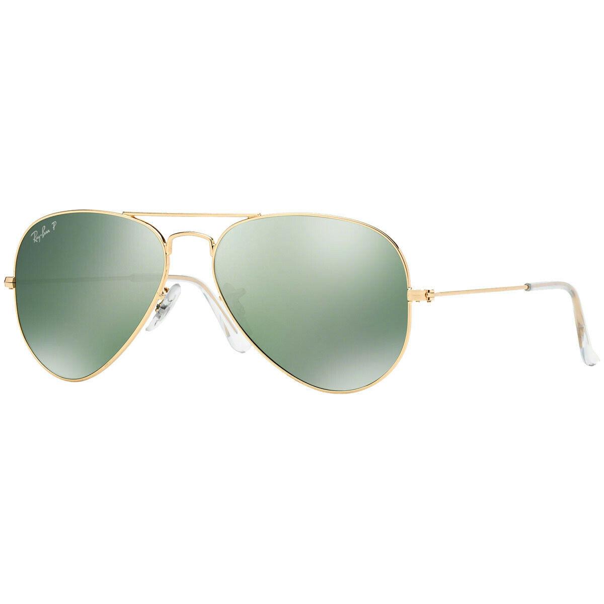 Ray-ban Sunglasses Aviator RB3025 001/M4 58mm Gold Green Silver Mirror Polarized