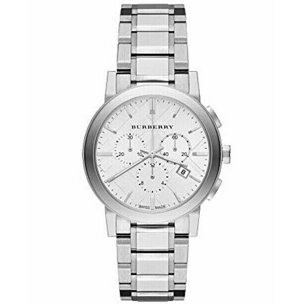 Burberry The City BU9750 Stainless Steel Checker Dial Women`s Watch - Dial: Silver, Band: Silver, Bezel: Silver