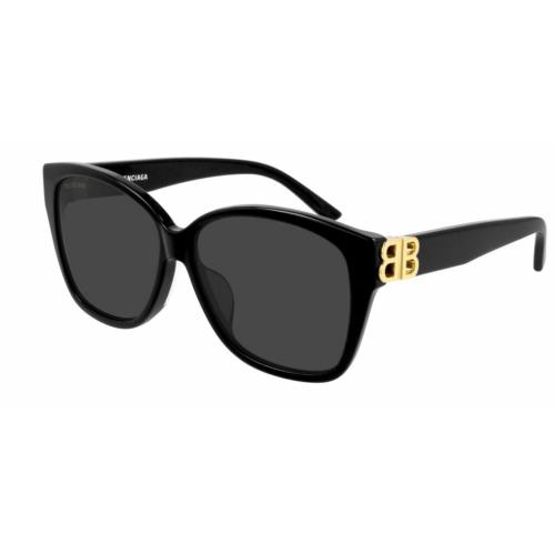 Balenciaga BB 0135SA 001 Black Gold/gray Oversized Women`s Sunglasses