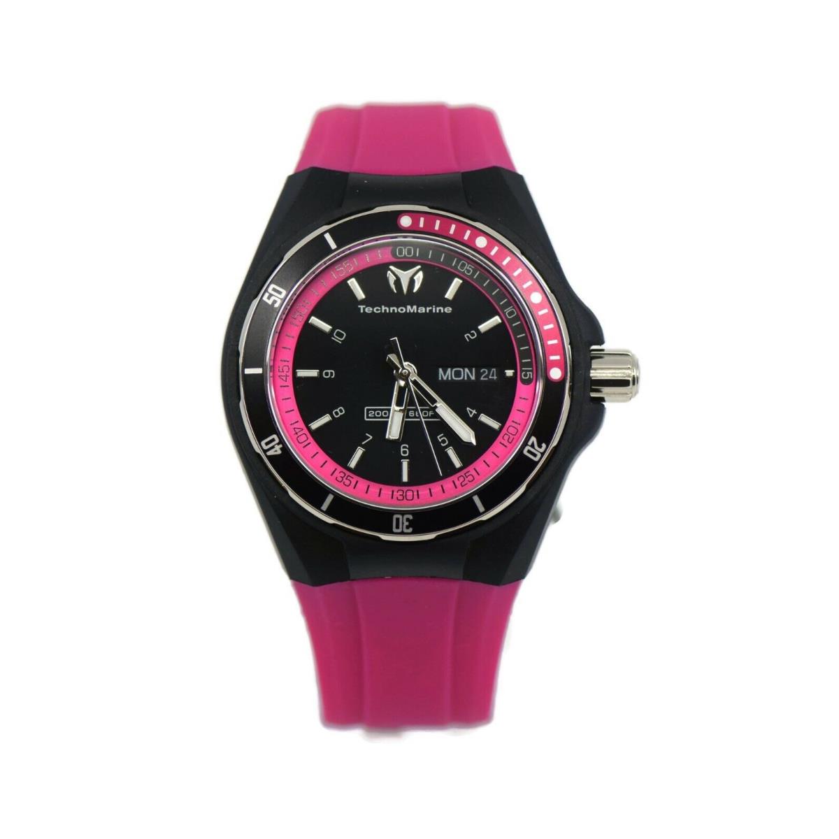 Technomarine Cruise Pink Stainless Steel Watch 110013 - Dial: Black, Band: Pink
