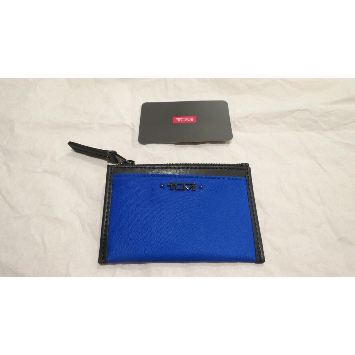 Tumi Vista Small Zip Card Case Dazzling Blue Nylon Leather