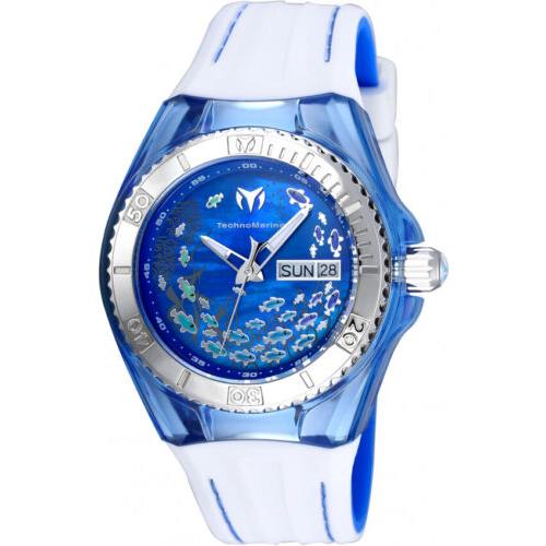 Technomarine Cruise Dream Women`s 40mm Seascape Swiss Quartz Watch TM-115116 - Dial: Blue, Band: Blue, Bezel: Silver