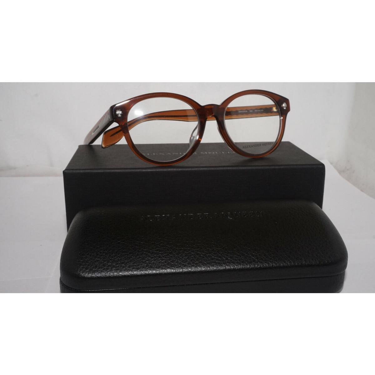 Alexander Mcqueen Eyeglasses Brown Transparent AM0028OA 004 50 18 145