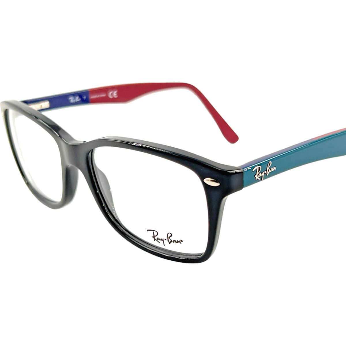 Ray-ban RB5228 Unisex Plastic Eyeglass Frame 5544 Black 55-17 Teal Temples