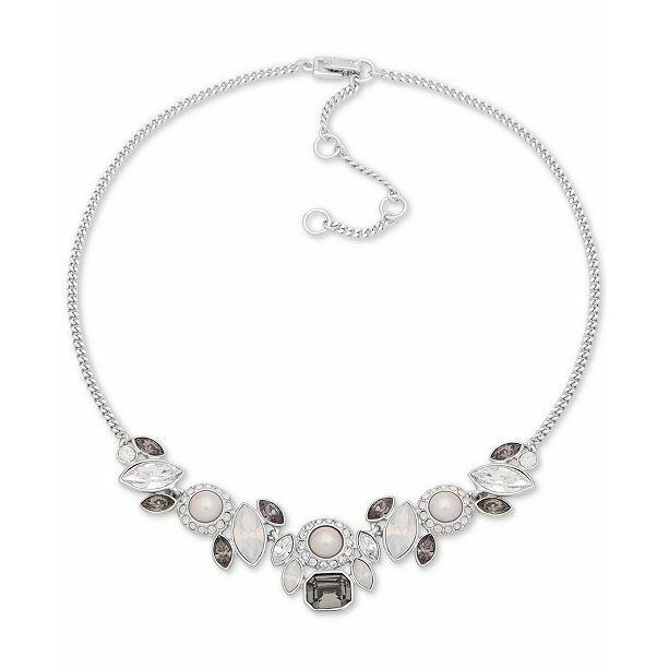 Givenchy Silver-tone Crystal Imitation Pearl Collar Necklace 1130