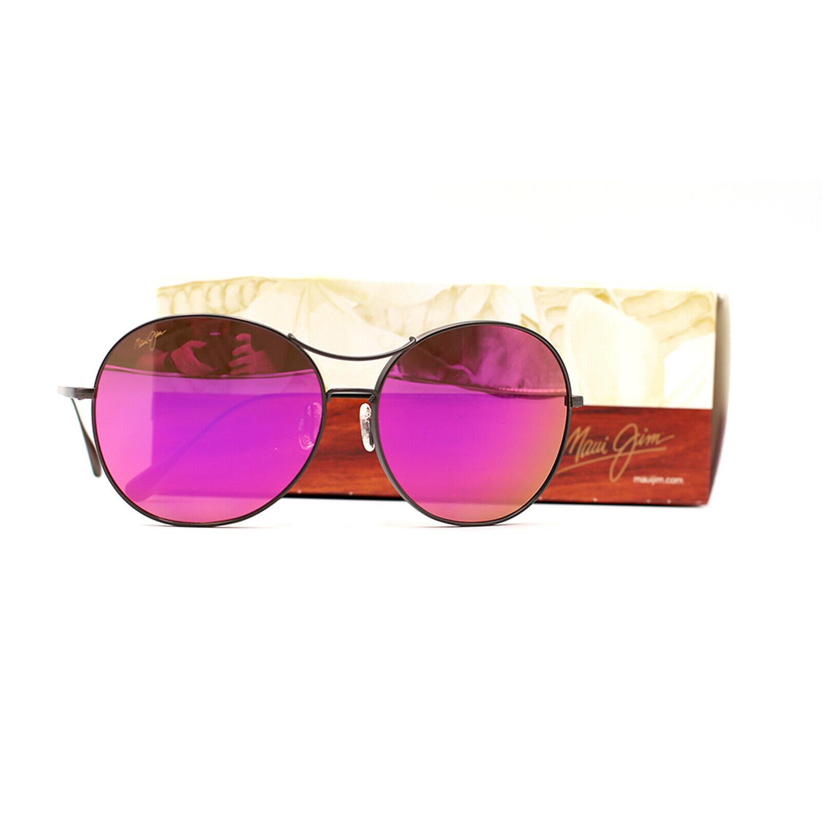 Maui Jim Opihi P547N-14 Slate Gray Titanium Round Sunglasses Pink Mirror Lenses