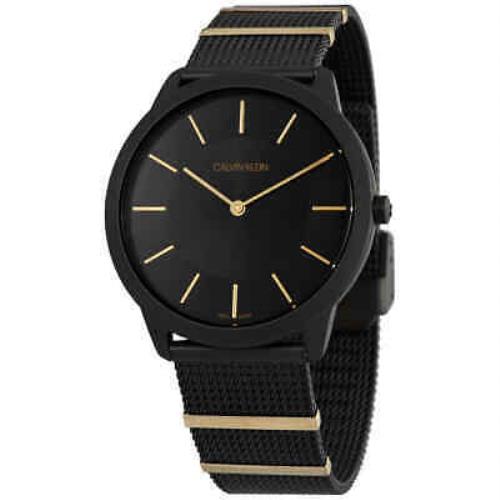 Calvin Klein Minimal Quartz Black Dial Unisex Watch K3M514Z1 - Black Dial, Black PVD Band
