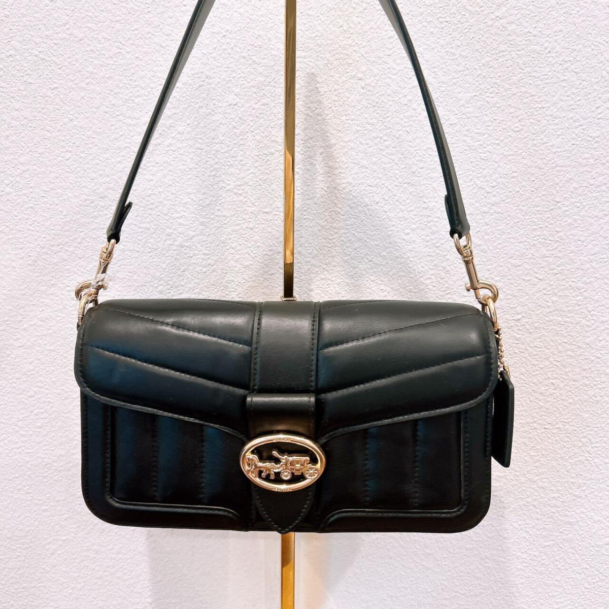 Coach Georgie Shoulder Bag Buffalo-embossed Leather Black