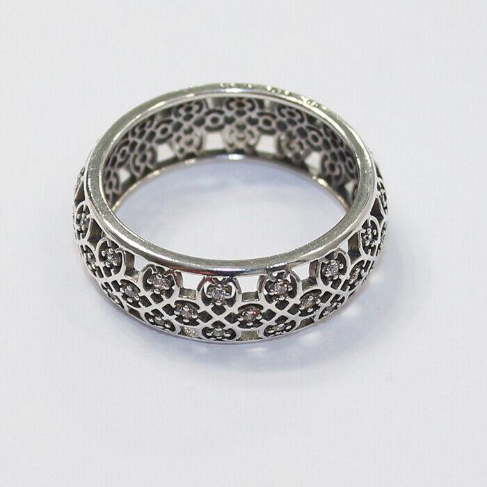 Pandora Ring Intricate Lattice 190955CZ Multiple SZ W Suede Pouch