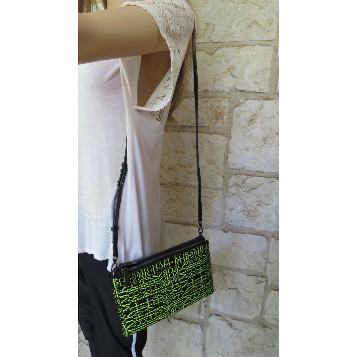 Michael kors black online and neon green purse