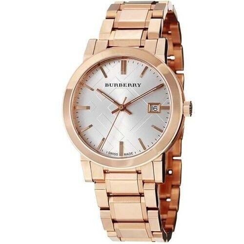 Burberry The City BU9004 Rose Gold Tone Stainless Steel Unisex Watch - Dial: White, Band: Rose Gold, Bezel: Rose Gold