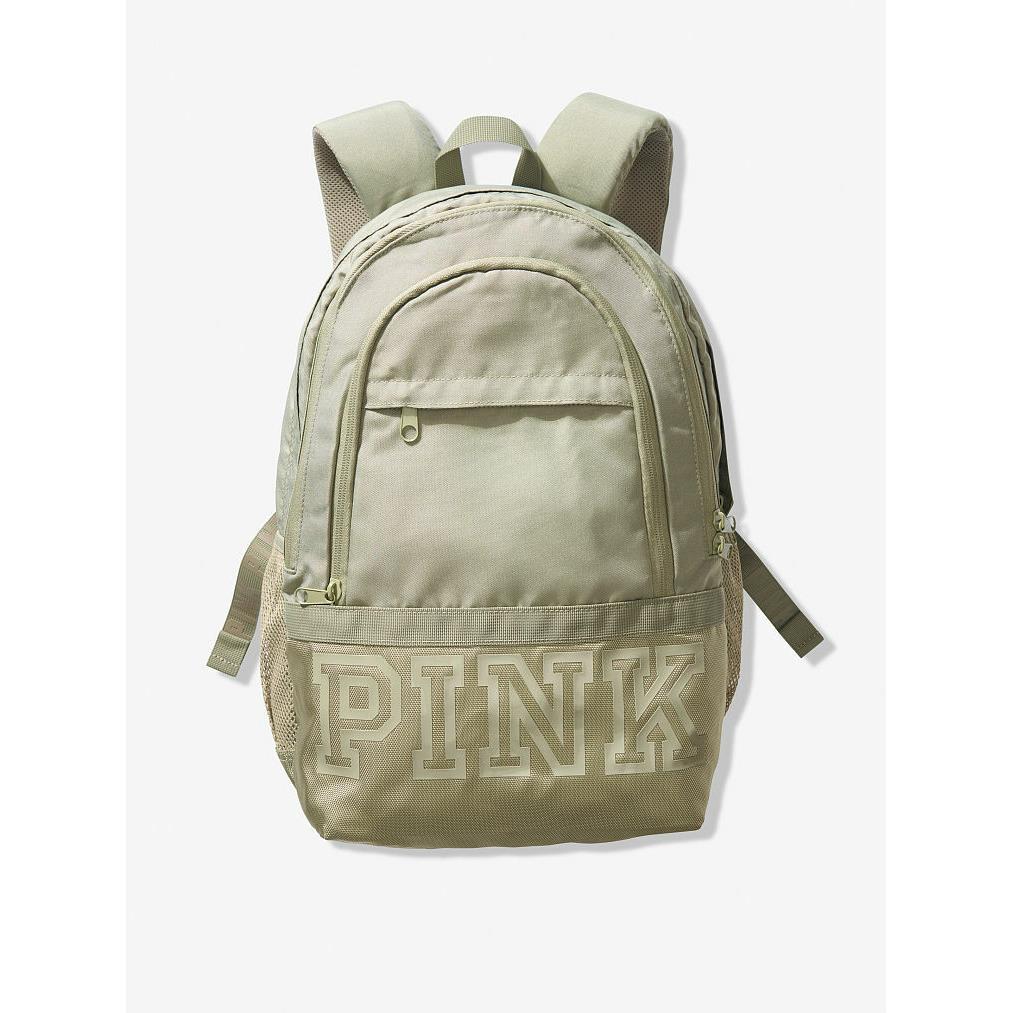 Victoria`s Secret Pink Collegiate Backpack Campus Laptop Travel Book Bag Rare Shale Green