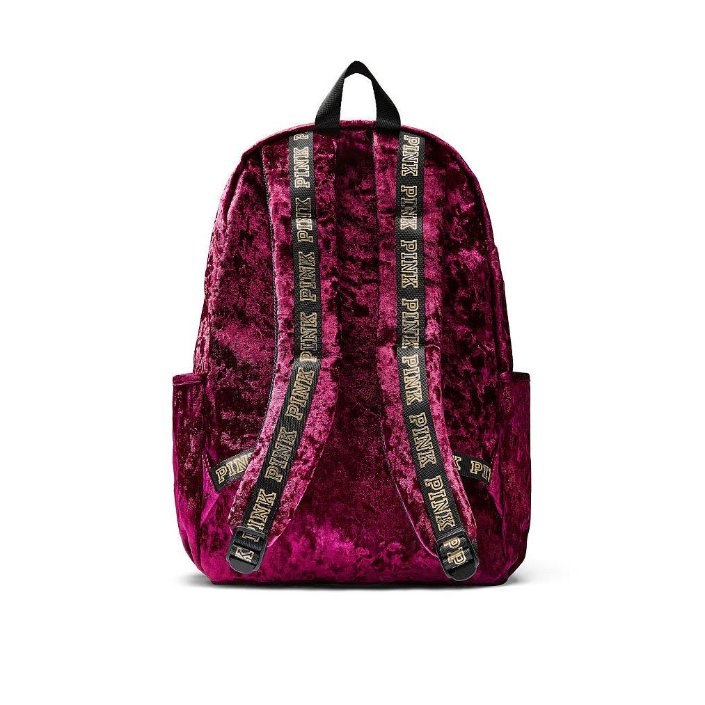 Victoria`s Secret Pink Campus Backpack Laptop Travel Book Bag Tote Rare Gift Dark Red Ruby Velvet