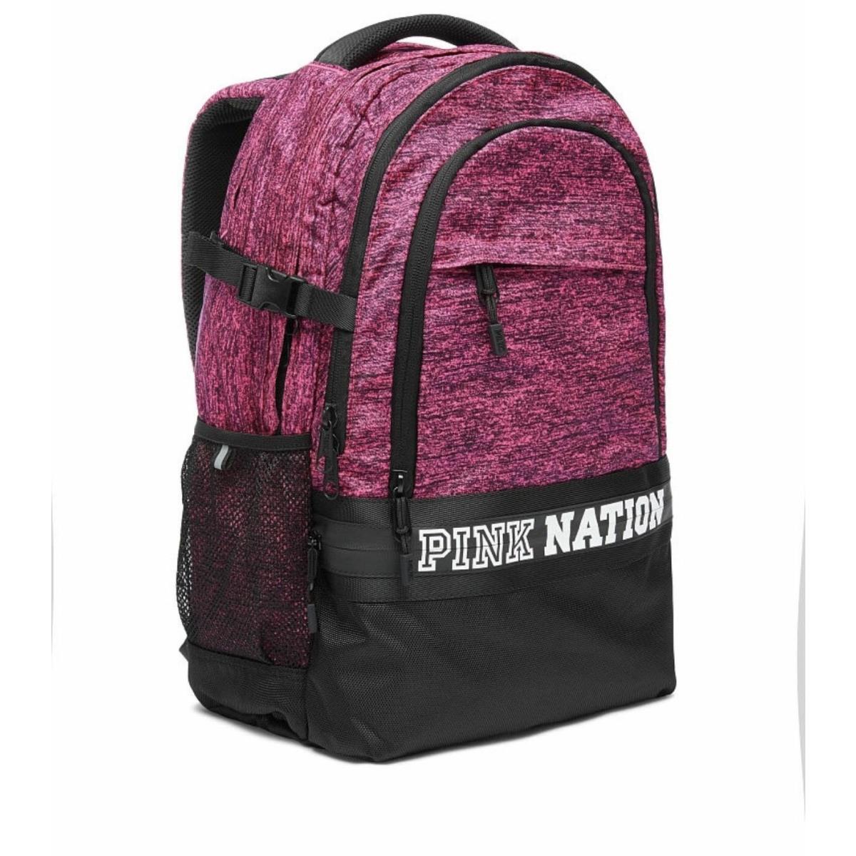 Victoria`s Secret Pink Collegiate Backpack Travel Laptop Book Bag Rare Gift Pink Marl Black(PINK NATION)