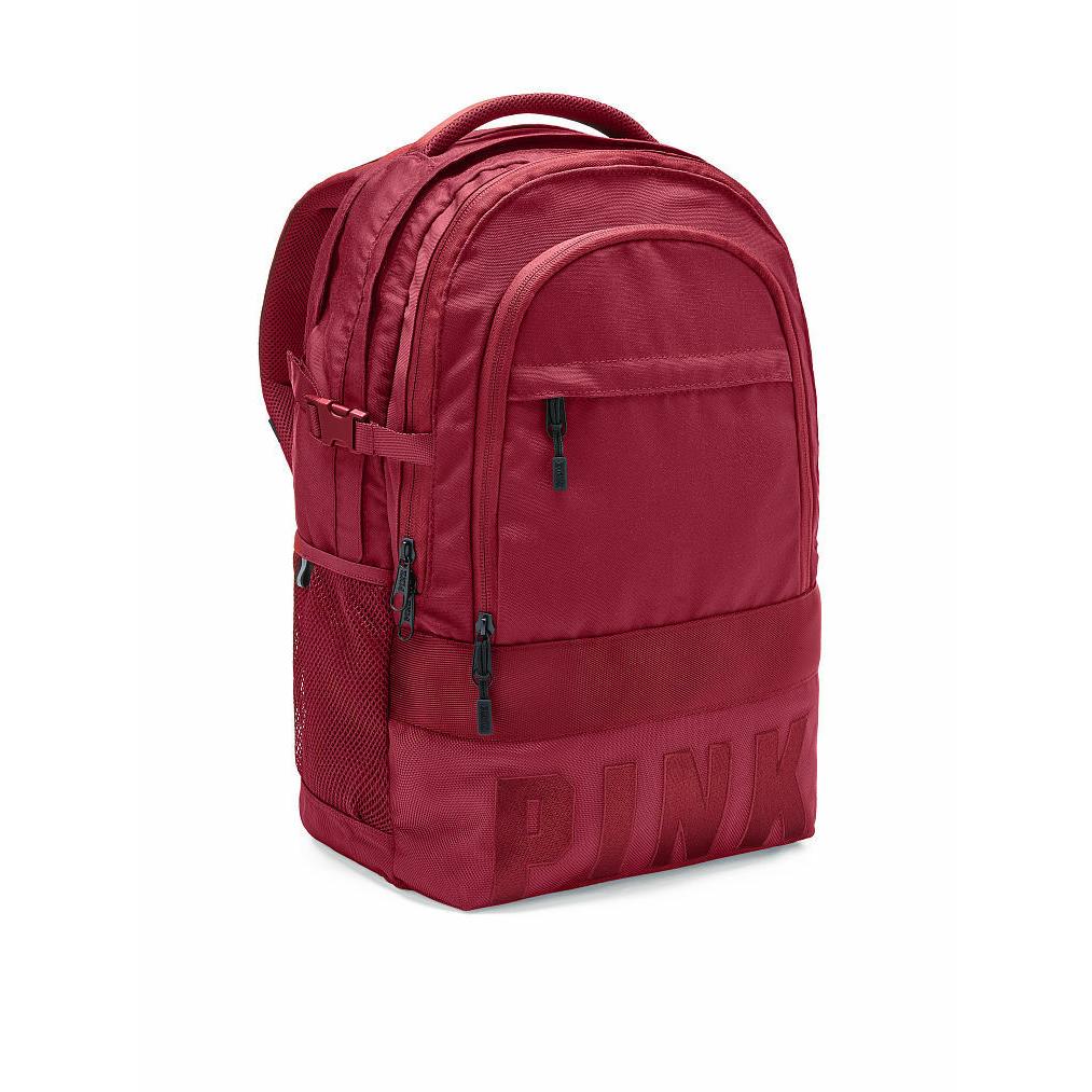 Victoria`s Secret Pink Collegiate Backpack Travel Laptop Book Bag Rare Gift Desire Dark Red