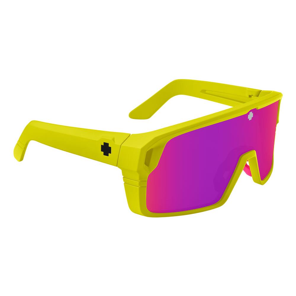 Spy Optic Monolith Sunglasses -new- Spy Happy Lens - Style Tech Power Combo Neon Yellow / Grey Green w Pink Mirror