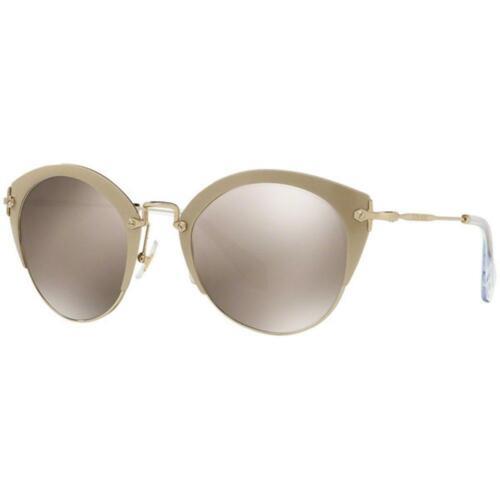 Miu Miu Women`s Sunglasses W/light Brown Gold Mirrored Lens MU53RS-VAF1C0-52