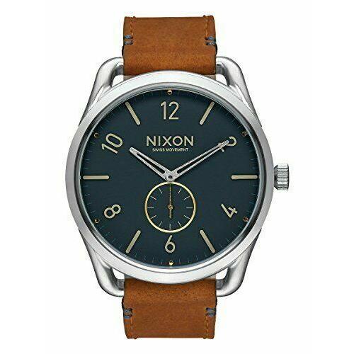 Nixon C45 Watch Silver Leather 42mm Water Resistant A465 2186