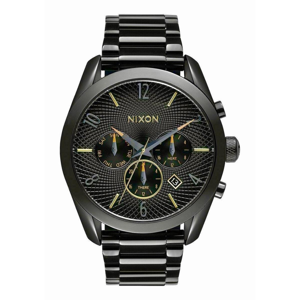 Nixon Bullet Black / Gold Watch 42mm Water Resistant A366 1616