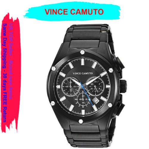 Vince Camuto Men`s VC/1065BKBK Multi-function Dial Black Bracelet Watch