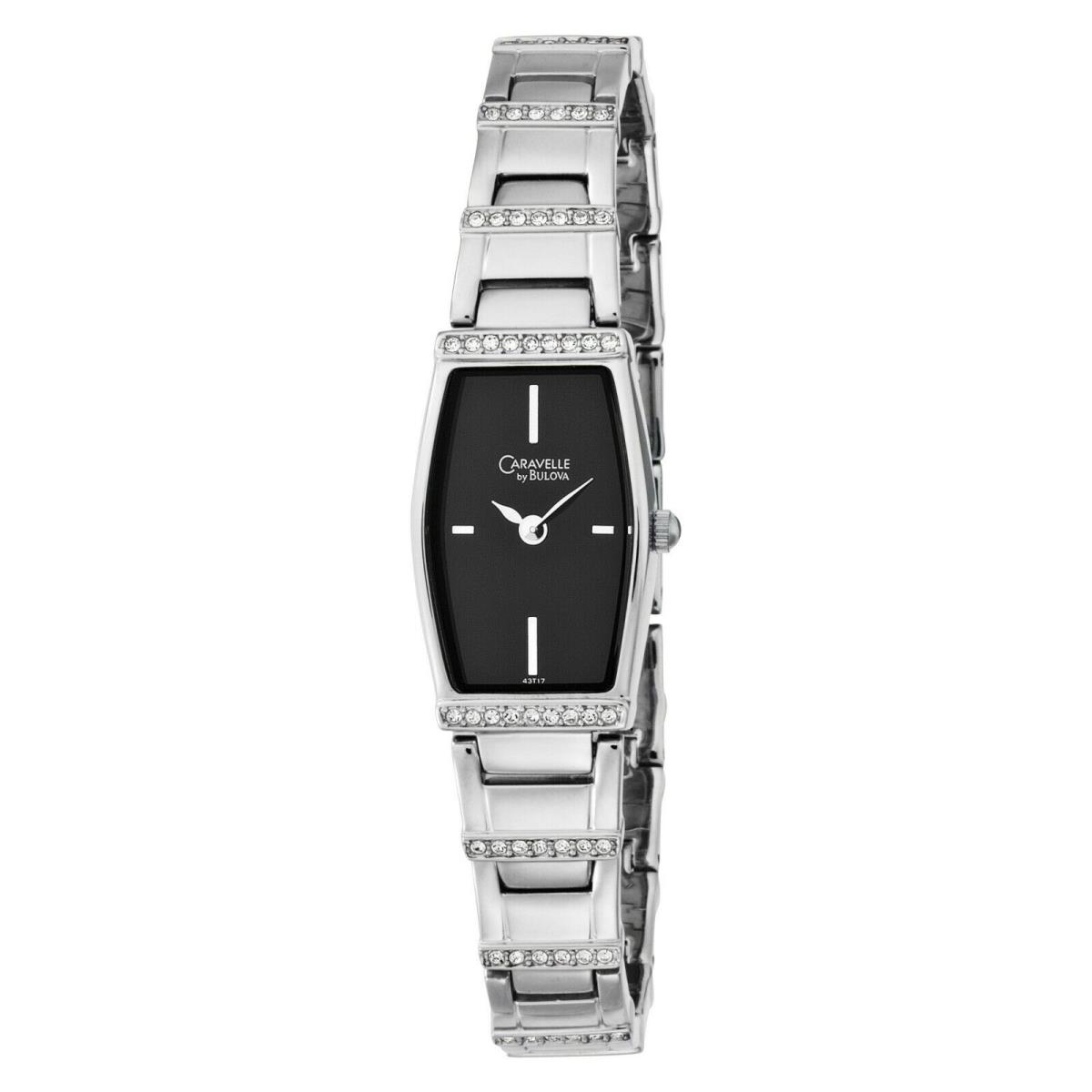 Ladies 43T17 Caravelle by Bulova Black Dial Crystal Accented Watch