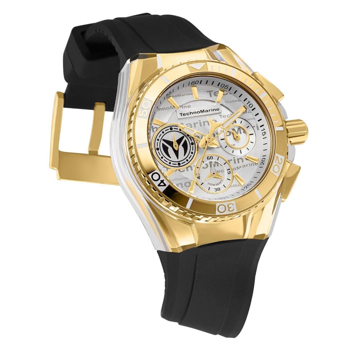 Technomarine TM-118136 Cruise California 40mm Gold with Black Strap Watch - Antique Silver, Grey Dial, Black Band