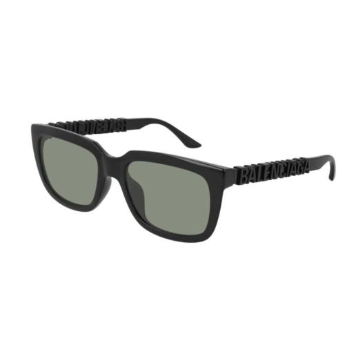Balenciaga BB0108S 001 Black/green Square Full Rim Unisex Sunglasses