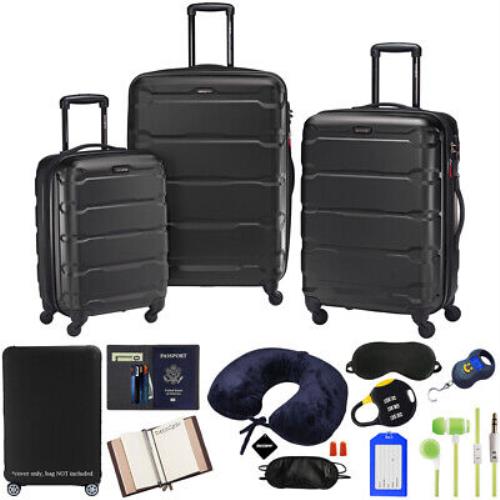 Samsonite Omni Hardside Nested 3pc. Luggage Set Black w/ 10pc Accessory Kit