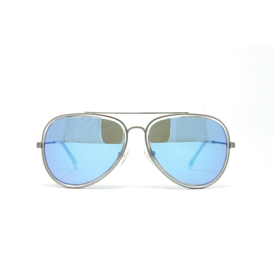 Dragon Men`s Sunglasses Status DR504S 047 Aviator Matte Silver W/blue Lens