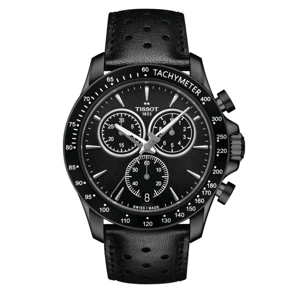 Tissot V8 Quartz Chronograph Black Pvd Leather Men`s Watch T106.417.36.051.00