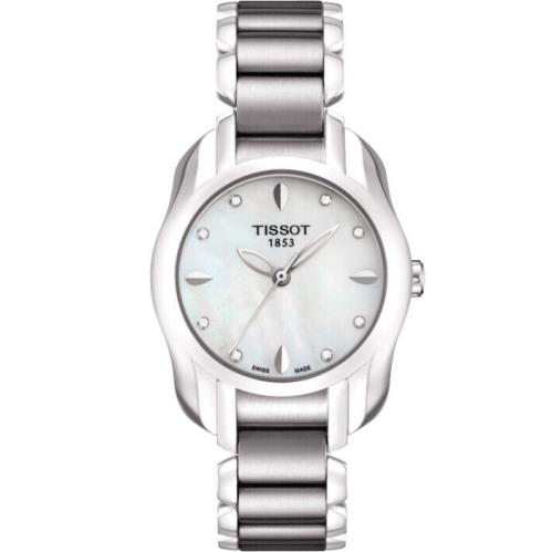 Tissot T-trend T-wave Diamond Mother OF Pearl Ladies Watch T023.210.11.116.00 - White Dial, Silver Band, Silver Bezel