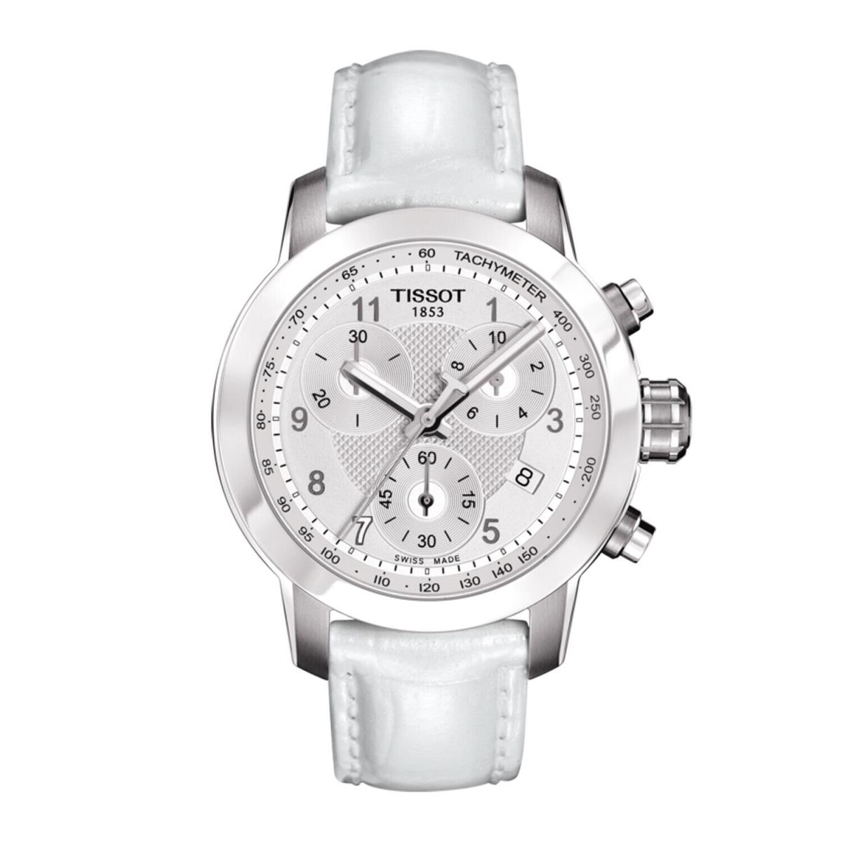 Tissot Women`s T0552171603200 Prc 200 34mm Quartz Watch - Dial: Silver, Band: White, Other Dial: Silver