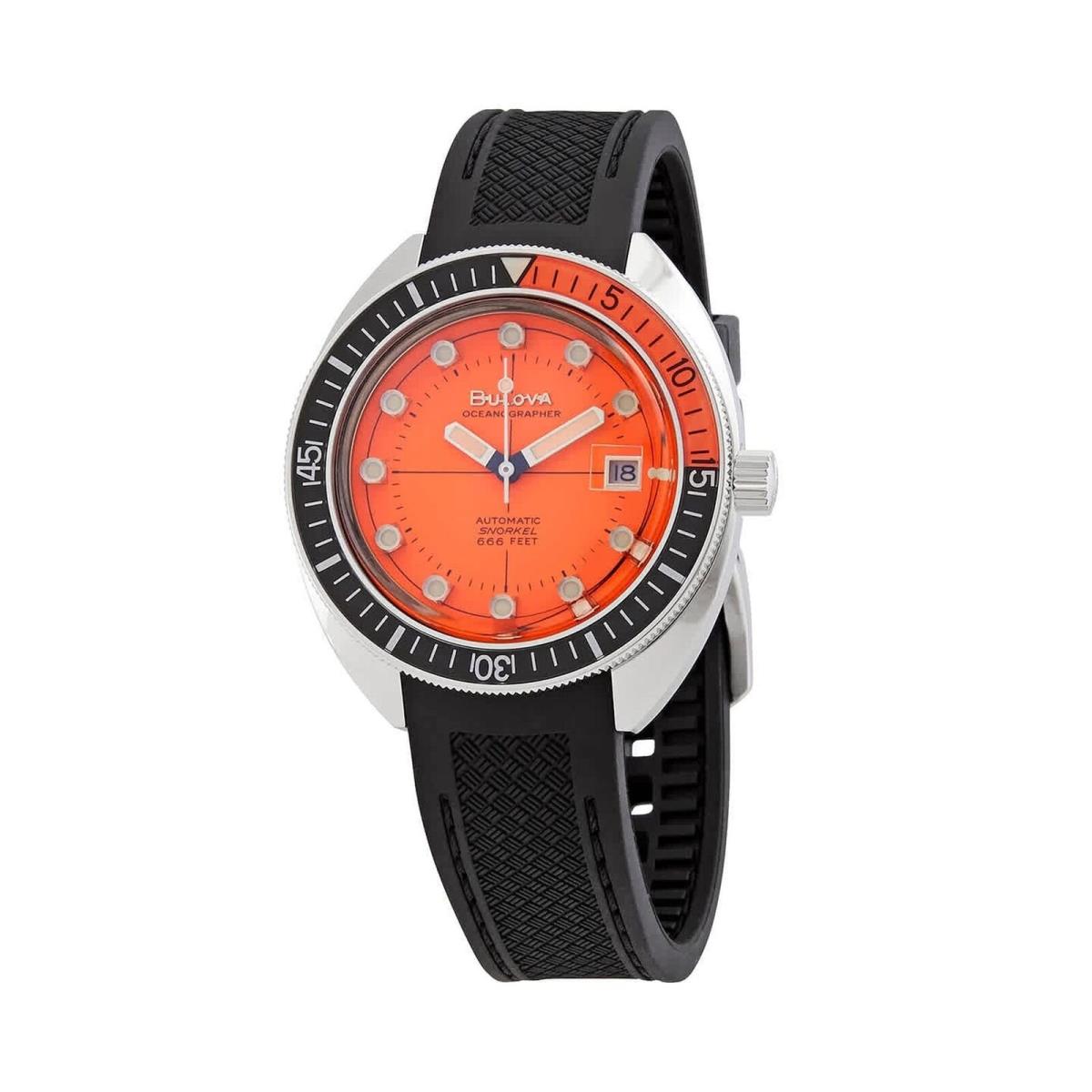 Men`s Bulova Devil Diver Oceanographer Black Rubber Strap Watch 96B350