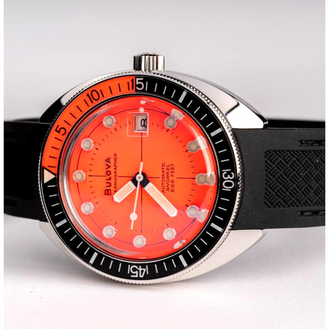 Bulova Oceanographer Orange Dial Wristwatch 96B350 Men`s Watch R27-04