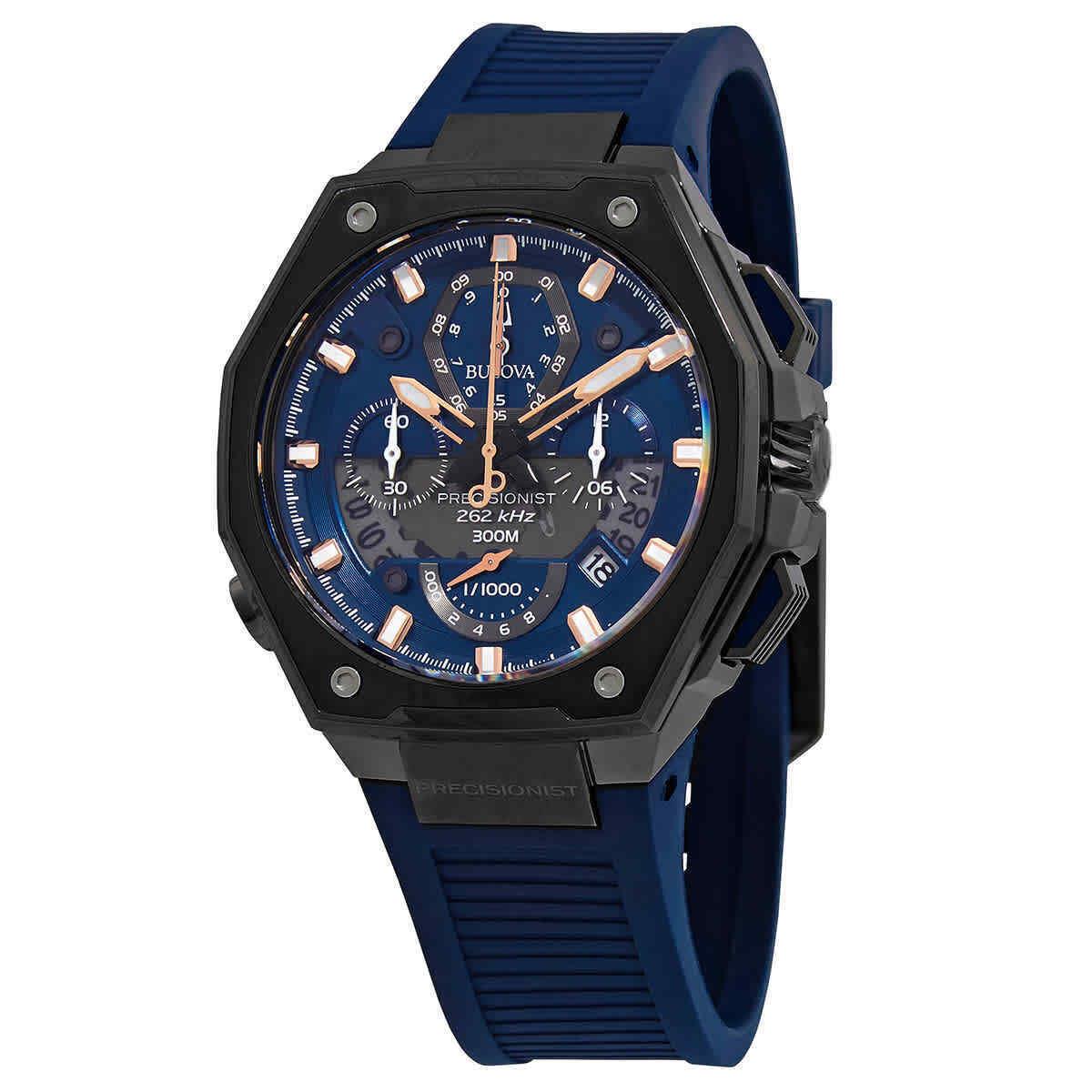 Bulova Precisionist Chronograph Quartz Blue Dial Men`s Watch 98B357