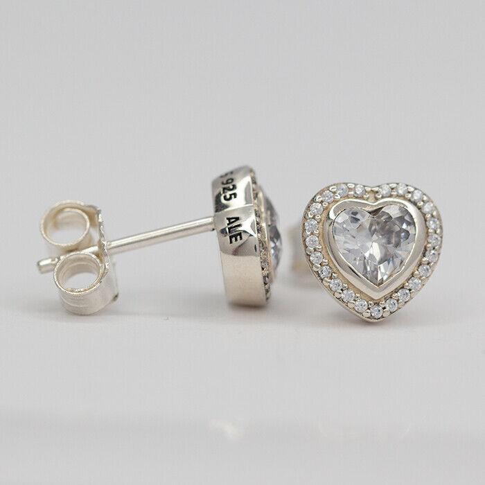 Pandora Earrings Sparkling Love Heart Stud Sterling Silver 290568