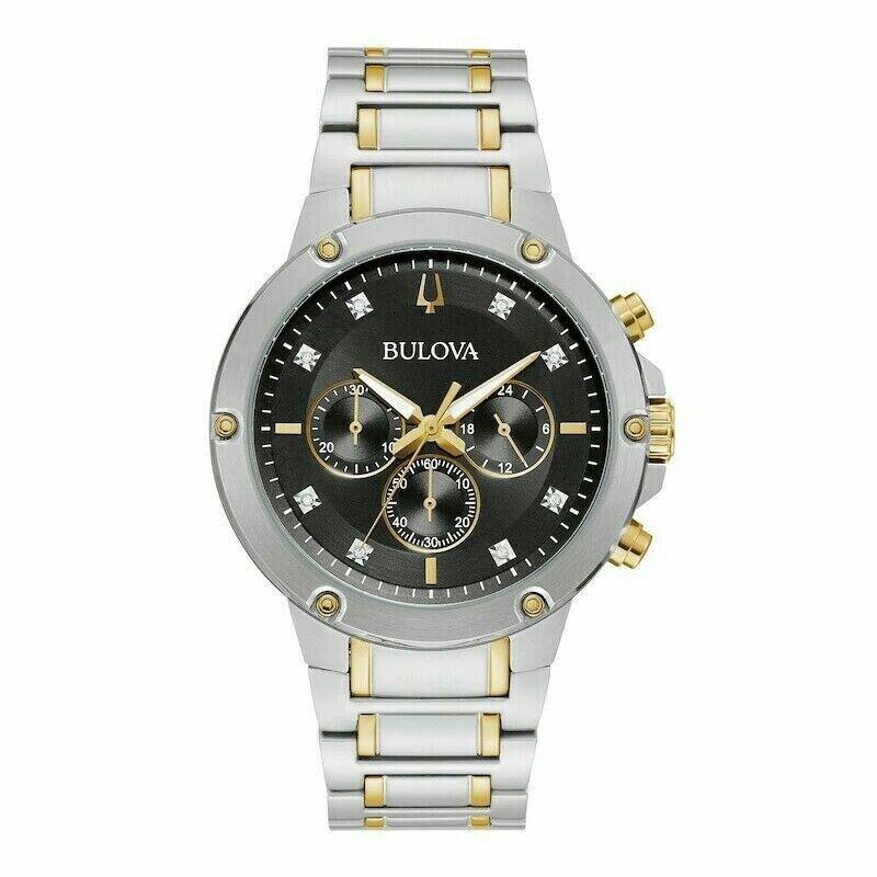 Bulova 98D159 Chronograph Diamond Accented Dial Men`s Watch Great Gift