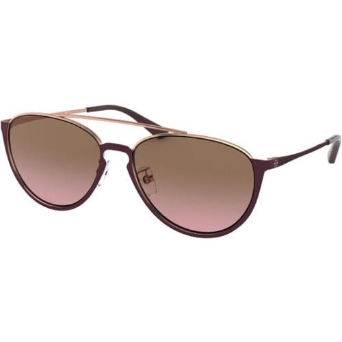 Tory Burch Women`s Shiny Bordeaux Metal Half-rim Pilot Sunglasses TY6075 328314