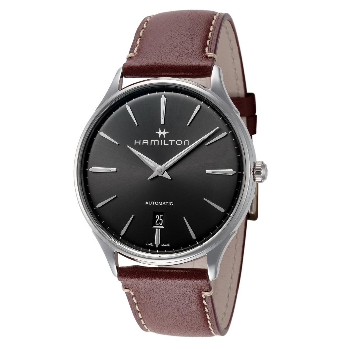 Hamilton Men`s H38525881 Jazzmaster Thinline 40mm Black Dial Leather Watch