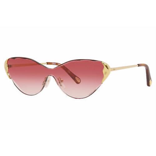 Chloé Chloe CE163S 823 Sunglasses Women`s Gold/pink Gradient Lens Fashion Shield 60mm