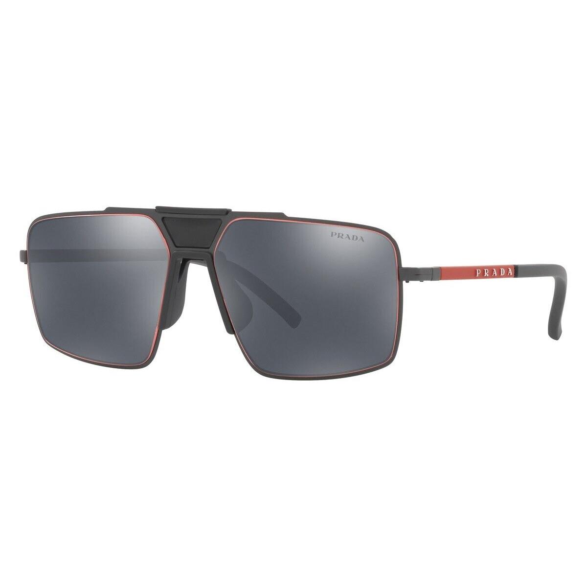 Prada PS 52XS TWW09L Linea Rossa Sunglasses Matte Grey Grey Mirror Black 59mm - Frame: Gray, Lens: Gray