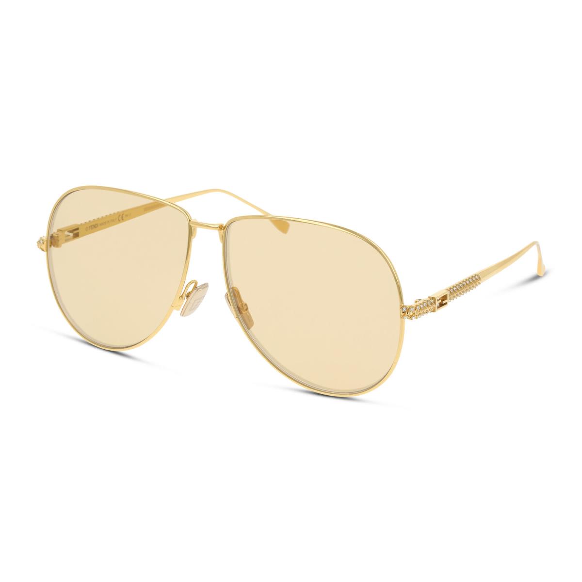 Fendi Sunglasses FF0437S 001-2M 63mm Gold / Rose Mirror Lens
